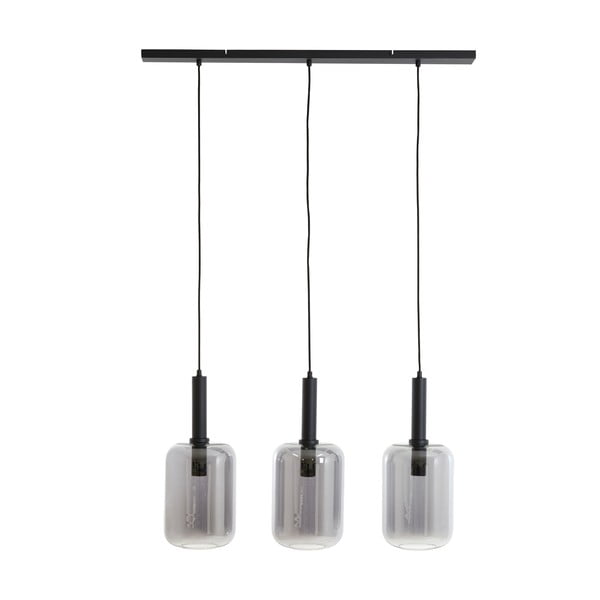 Черна лампа за таван със стъклен абажур 100x22 cm Lekar - Light & Living-image-3