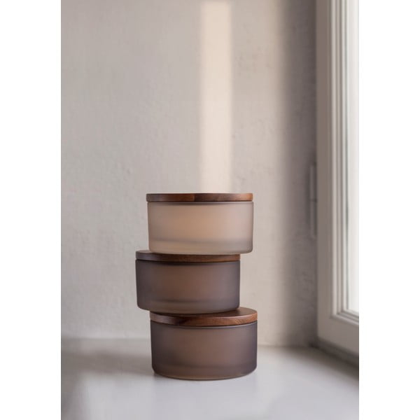 Кафяв стъклен органайзер за баня за памучни тампони Modest – Mette Ditmer Denmark-image-2