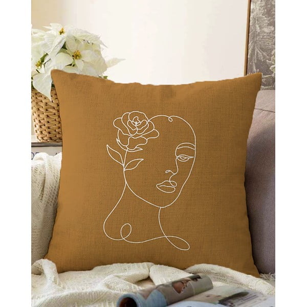 Оранжево-кафява калъфка за възглавница с памучна шенилия, 55 x 55 cm - Minimalist Cushion Covers