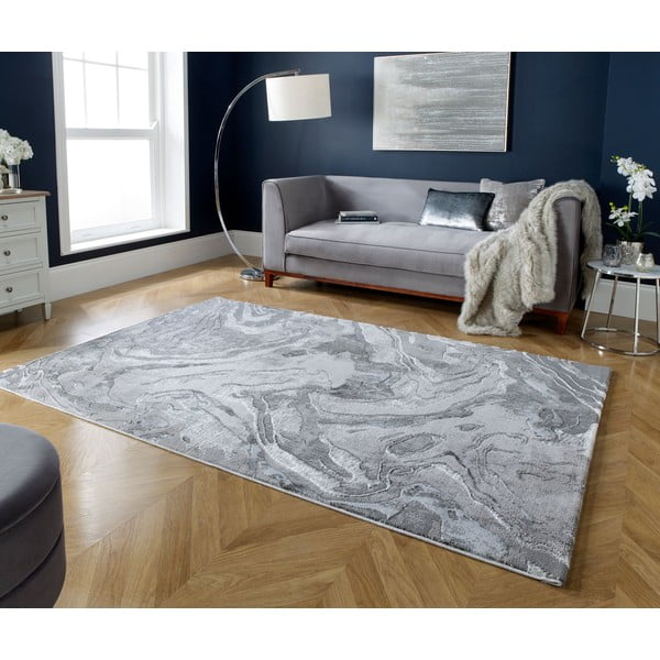 Сив/сребърен килим 160x230 cm Marbled – Flair Rugs-image-1