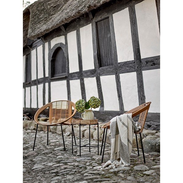 Градински комплект за отдих от изкуствен ратан в естествен цвят за 2 Dudine – Bloomingville-image-1