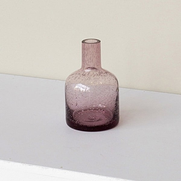 Růžová váza ze skla s bublinkami ComingB 
