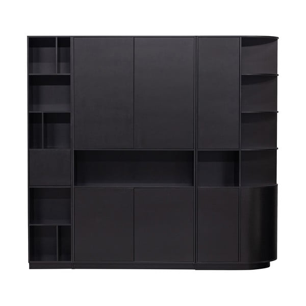 Черна модулна библиотека от масивен бор 228x210 cm Finca – WOOOD