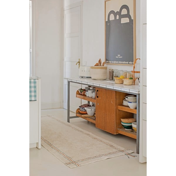 Кремава ръчно изработена памучна пътека подходяща за пране 80x230 cm Cuisine Natural – Lorena Canals-image-3