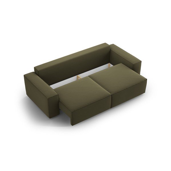 Зелен кадифен разтегателен диван с място за съхранение 247 cm Jodie – Micadoni -image-4