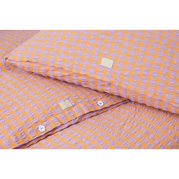 Крепирано единично спално бельо в оранжево-лавандулово 140x200 cm Bæk&Bølge - JUNA-image-4