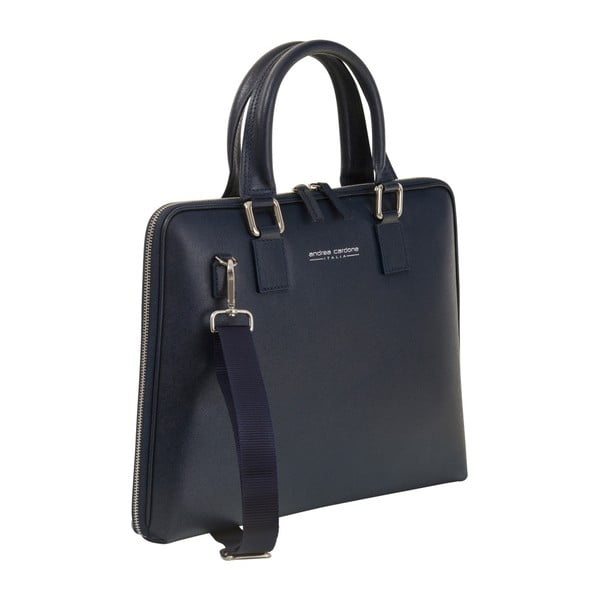 Тъмно синя чанта от естествена кожа / дамска чанта Alexandra - Andrea Cardone