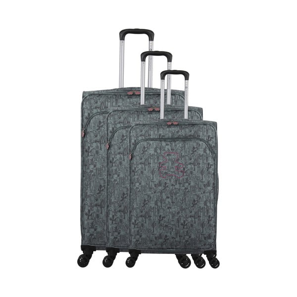 Комплект от 3 сиви багажа на 4 колела Lulucastagnette Casandra - LULUCASTAGNETTE