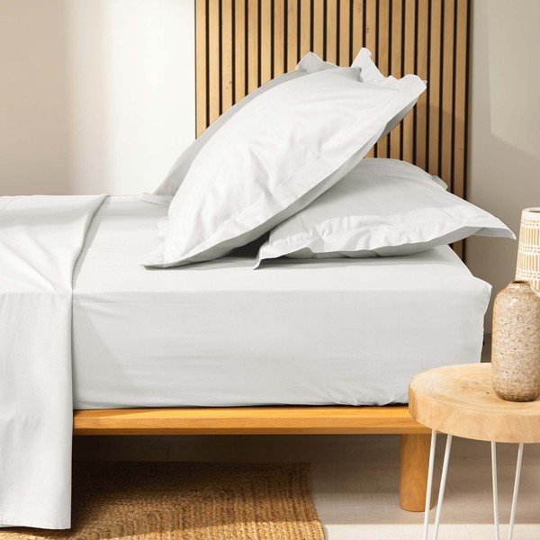 Бял еластичен чаршаф от органичен памук 140x190 cm Biolina – douceur d'intérieur-image-2