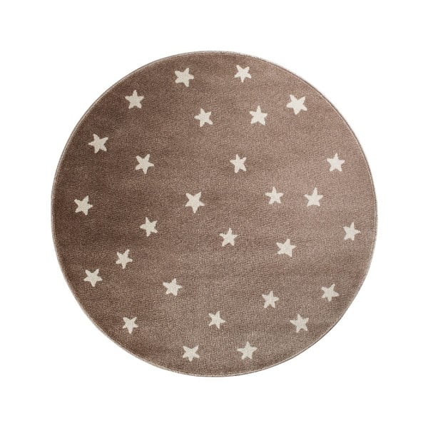 Кафяв кръгъл килим със звезди Кафяви звезди, ø 133 cm - KICOTI