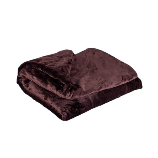 Тъмнокафяво одеяло от микроплюш Amber, 200 x 220 cm - My House