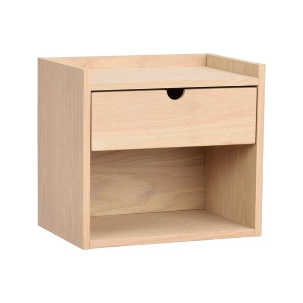 Висящо нощно шкафче с рафтове, изработено от дъбова дървесина в естествен цвят Hillmond - Rowico-image-2