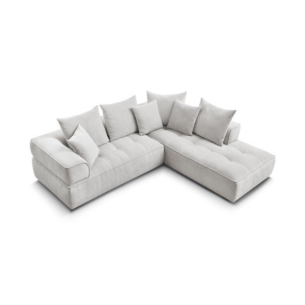 Светлосив шенилов ъглов диван (десен ъгъл/L форма) Whesley – Bobochic Paris-image-4