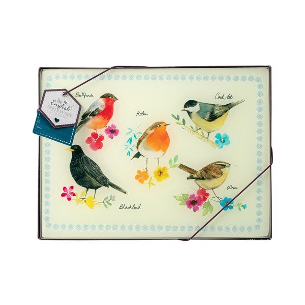 Комплект от 4 подложки от закалено стъкло Garden Birds - David Mason