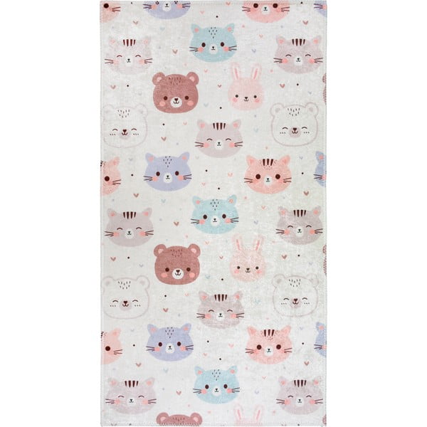 Детски килим подходящ за пране в цвят слонова кост 80x150 cm Cute Animals – Vitaus