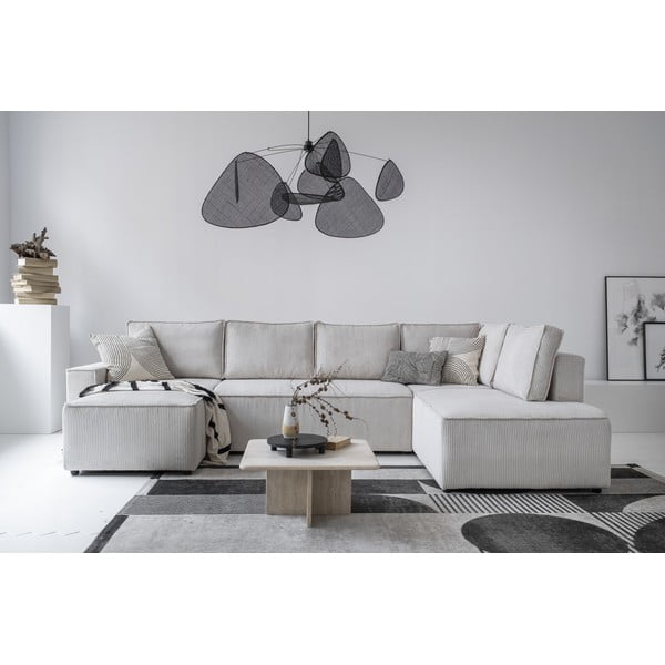 Бял разтегателен ъглов диван от рипсено кадифе (десен ъгъл/"U" форма) Brave Dave – Miuform-image-1