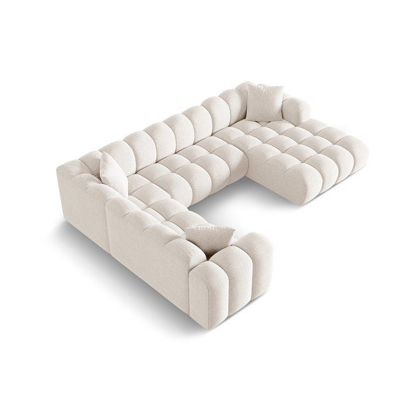 Кремав шенилов ъглов диван (ляв ъгъл/U форма) Treno – Cosmopolitan Design-image-2