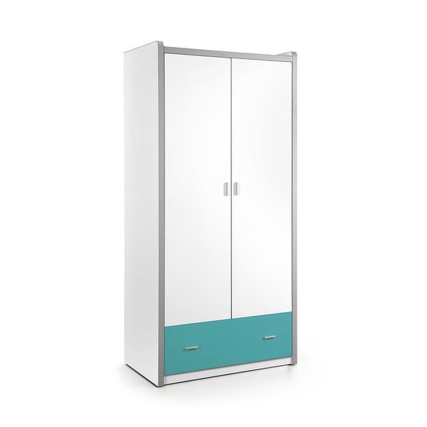 Гардероб в бяло и тюркоаз , 202 x 96,5 cm Bonny - Vipack