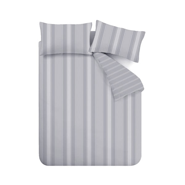 Сиво двойно  фланелено спално бельо 200x200 cm Ticking Stripe – Bianca-image-2