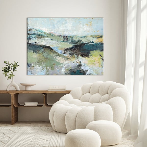 Картина с ръчно изрисувани елементи 118x90 cm Green Mountain   – Malerifabrikken-image-1