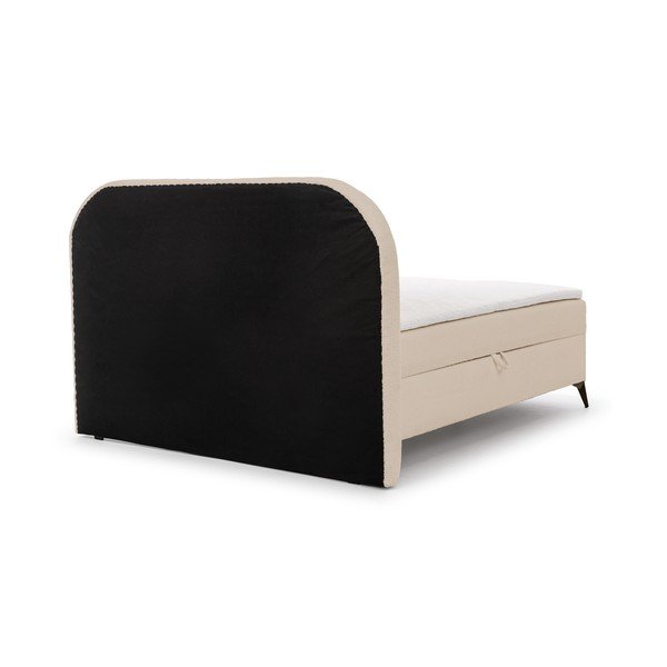 Бежово боксспринг легло 200x200 cm с място за съхранение Ornes – Ropez-image-4