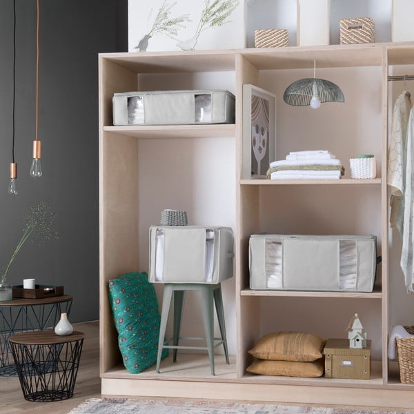 Вакуумна подсилена текстилна кутия за съхранение на дрехи 56x56x16,5 cm Granit – Compactor-image-1