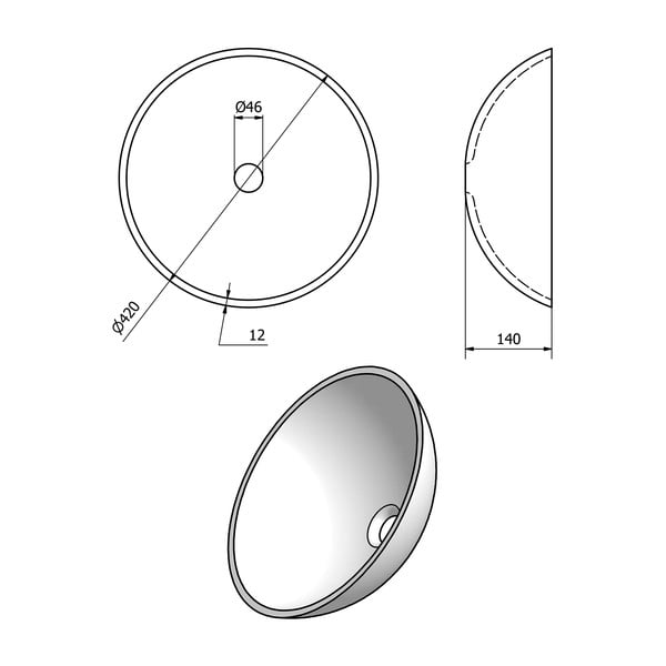 Стъклена кръгла мивка в златисто ø 42 cm Fianna – Sapho-image-4