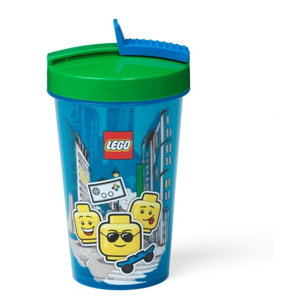 Синя чаша със зелен капак и сламка , 500 ml Iconic - LEGO®-image-2