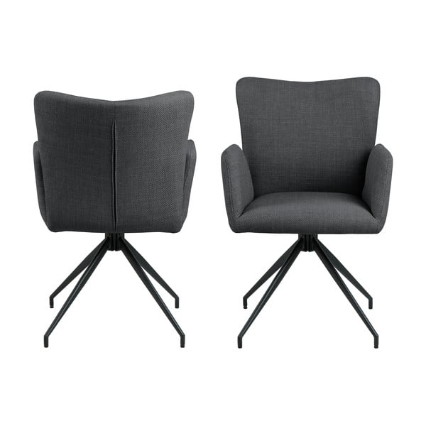 Тъмносиви тапицирани трапезни столове в комплект с подлакътници 2 бр. Laura – Actona-image-3