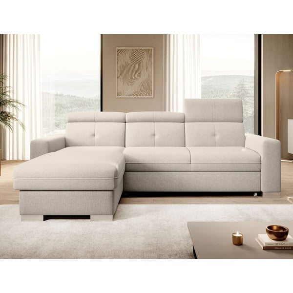 Бежов разтегателен ъглов диван с място за съхранение (ляв ъгъл) Fresia – ELTAP-image-1