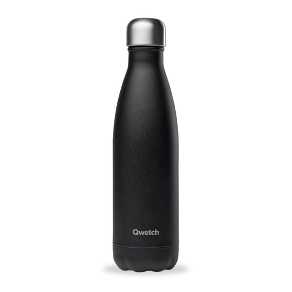 Черна бутилка от неръждаема стомана за пътуване 500 ml Matt - Qwetch