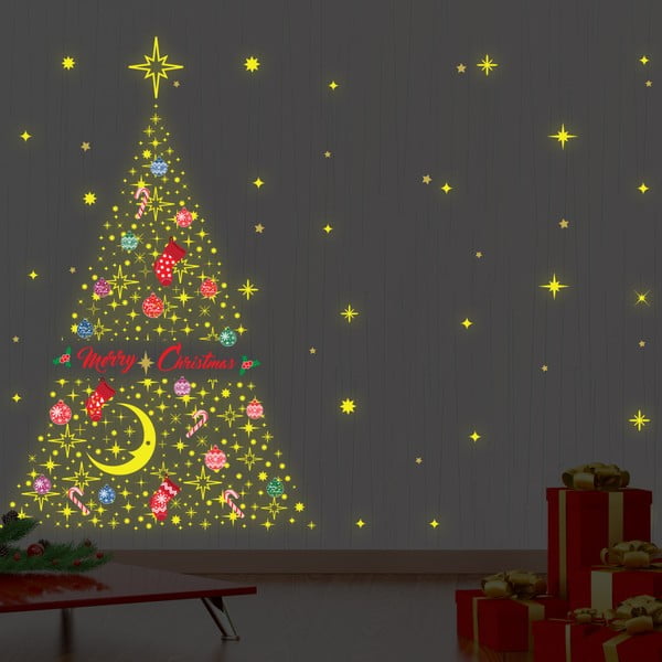 Ve tmě svítící samolepka Walplus Glow In The Dark Merry Christmas