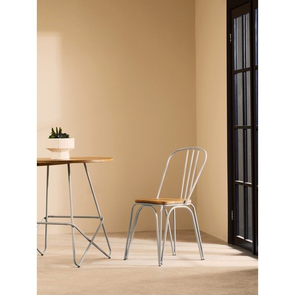 Сив/в естествен цвят трапезен стол от масивен бряст District – Premier Housewares-image-3