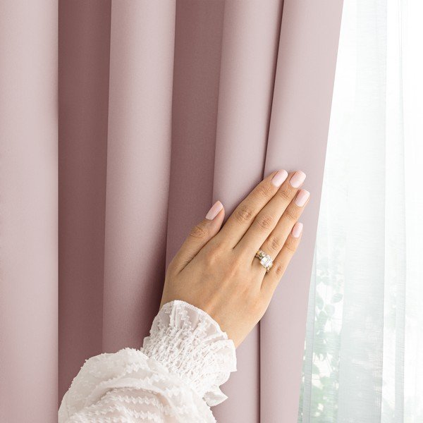 Сиво-розово затъмняващо перде 140x250 cm Carli Tie – Restilo-image-3