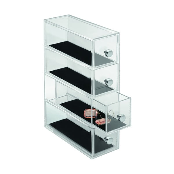 Прозрачен органайзер с 4 чекмеджета Clarity, височина 25,5 cm - iDesign