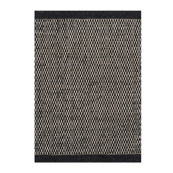 Vlněný koberec Asko, 80x250 cm, černý