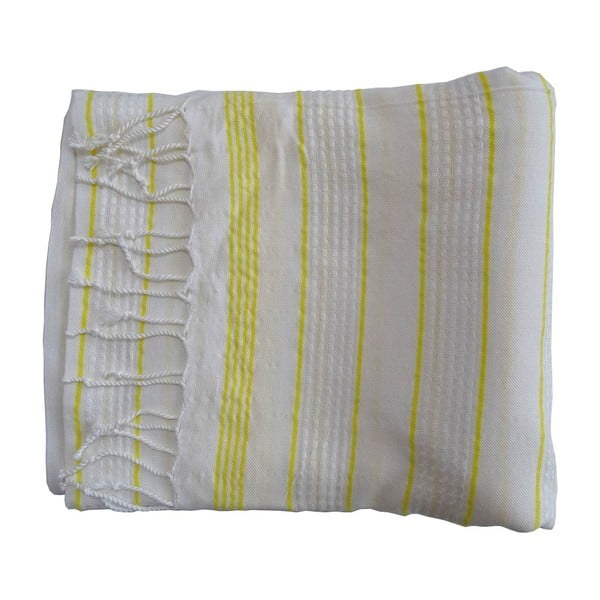 Žluto-šedá ručně tkaná osuška z prémiové bavlny Homemania Bodrum Hammam, 100 x 180 cm
