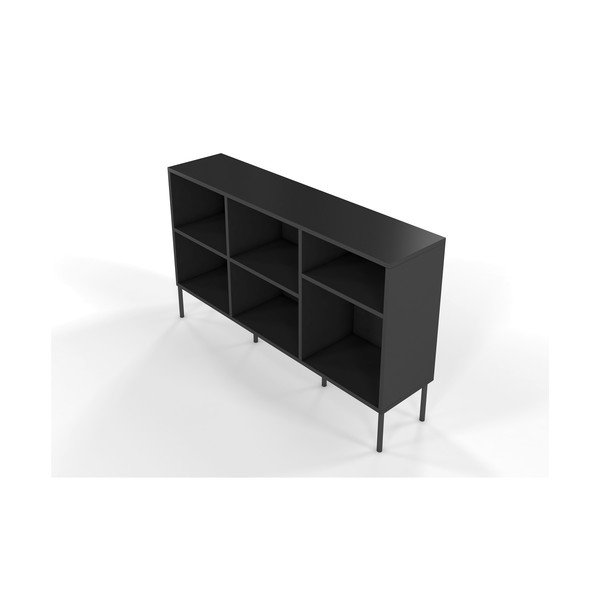 Черна етажерка за книги 130x78 cm Mirka - Skandica-image-3