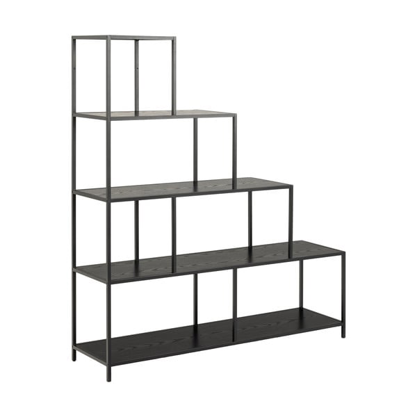 Черна етажерка за книги в декор от ясен 135x150 cm Seaford - Actona-image-2