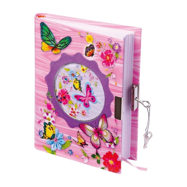 Бебешки розов дневник с ключалка и 2 ключа Butterfly - Legler