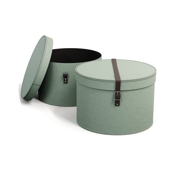 Тюркоазени картонени кутии за съхранение в комплект 2 бр. с капаци ø 37,5x25,5 cm Rut Canvas Paper Laminate – Bigso-image-3
