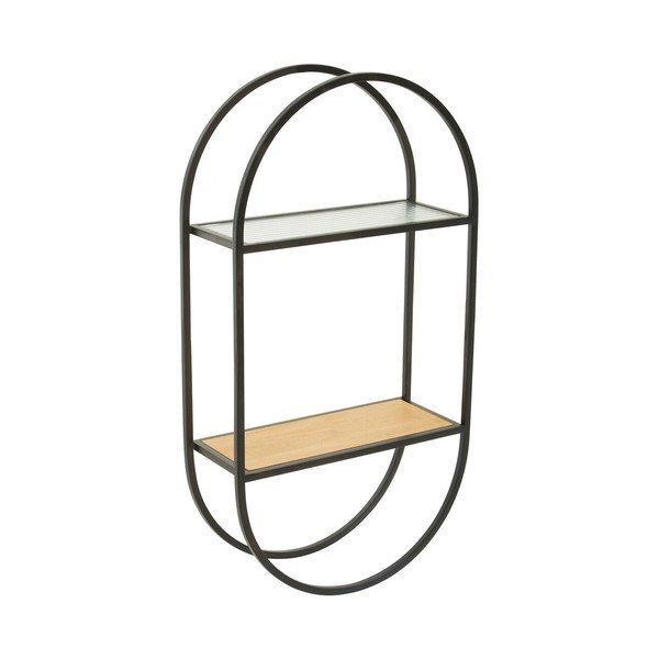 Черен/в естествен цвят на няколко нива метален стенен рафт 35 cm Mataram – Premier Housewares