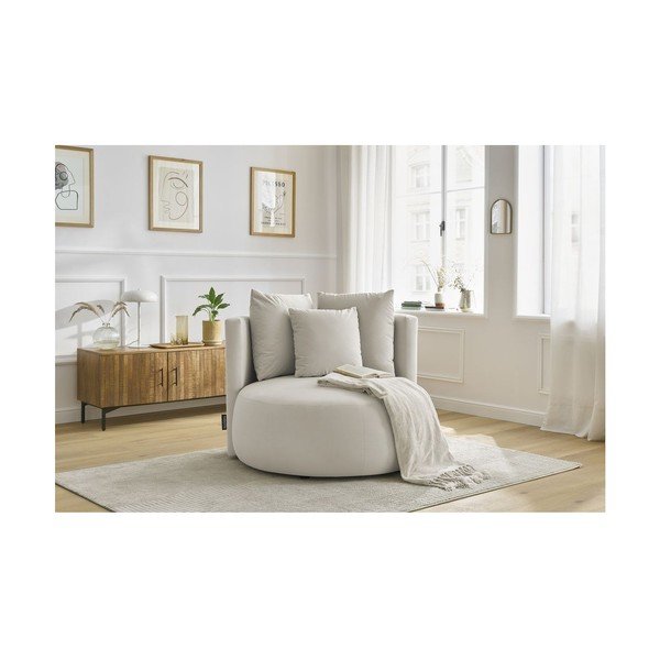 Бежово кадифено кресло Cesar – Bobochic Paris-image-1