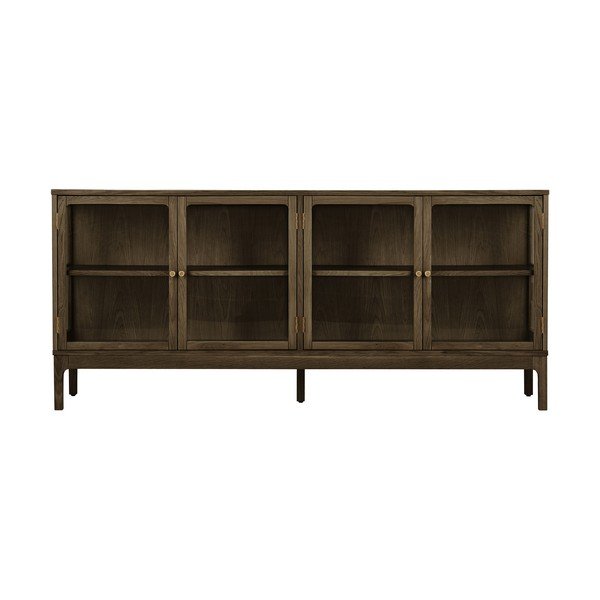 Тъмнокафява витрина от декор от дъб  180x80x40 cm Zamora – House Nordic-image-2