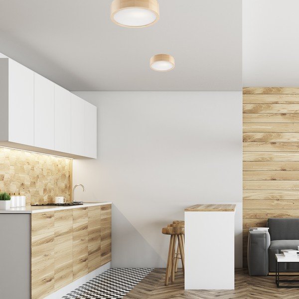 Светлокафява лампа за таван със стъклен абажур ø 27 cm Eveline - LAMKUR-image-1