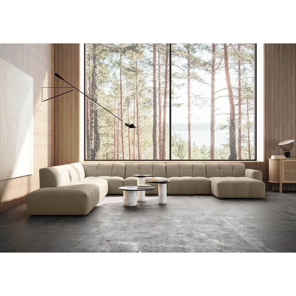 Бежов ъглов U-образен диван Chess - Furninova-image-1