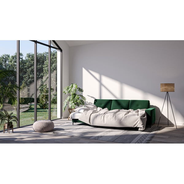 Тъмнозелен кадифен ъглов разтегателен диван , ляв ъгъл Moor - Ghado-image-1