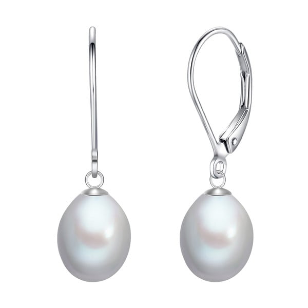 Stříbřitě šedé perlové náušnice s kroužkem Chakra Pearls