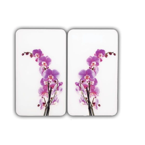 Комплект от 2 стъклени капака за печка Orchid, 52 x 30 cm Orchid Blossom - Wenko