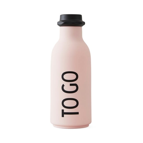 Светлорозова бутилка за вода , 500 ml To Go - Design Letters